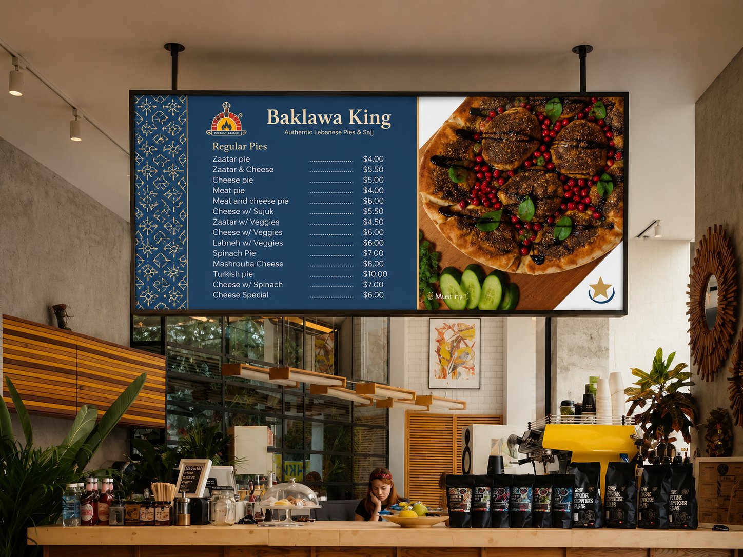 Baklawa King — Digital menu board