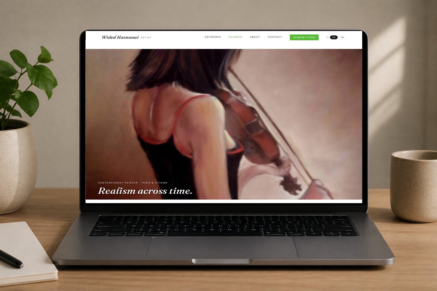 Site Web d'artiste dans une autre présentation sur ordinateur portable